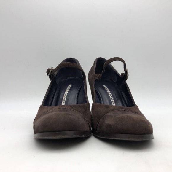 Donald J Pliner Womens Mary Jane Dress Shoes Brown Suede Wedge Heels Cap Toe 7 M - Picture 2 of 10